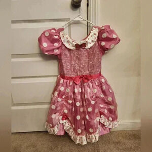 Disney Store Minnie Mouse Pink White Costume Dress Child Size 7/8 Bow